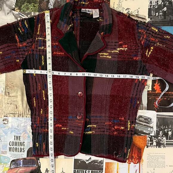 Vintage Studio West tartan Sweater Jacket - Picture 7 of 8
